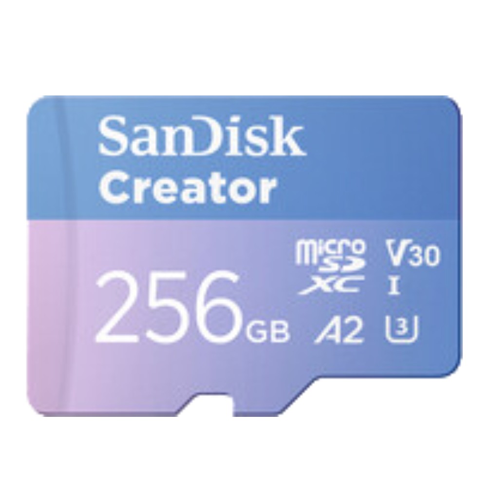 [ของแท้] เมมโมรี่การ์ด SanDisk Micro SDXC Creator Series 256GB A2 C10 190MB/s R with SD Adapter (SDSQXAV-256G-GN6MS)