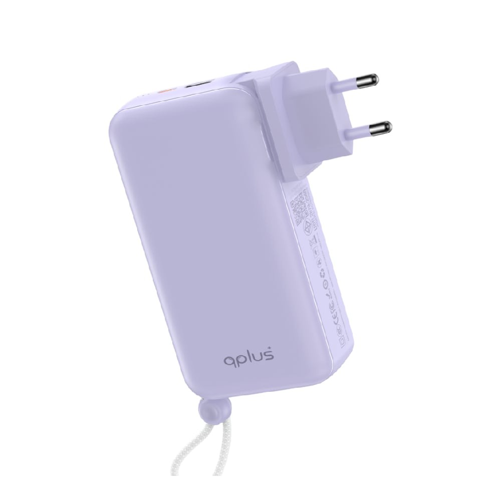 พาวเวอร์แบงค์ QPLUS 20000 mAh Built-In Cable 1xUSB-C/1xUSB-A W2047 (CCC) Purple