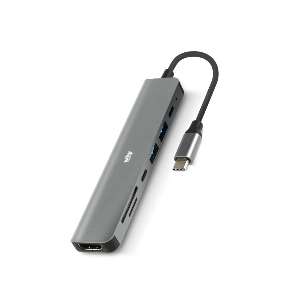 WHY 7-in-1 USB Type-C (HDMI/USB-A/USB-C/SD card/TF card) HB-1024 Grey