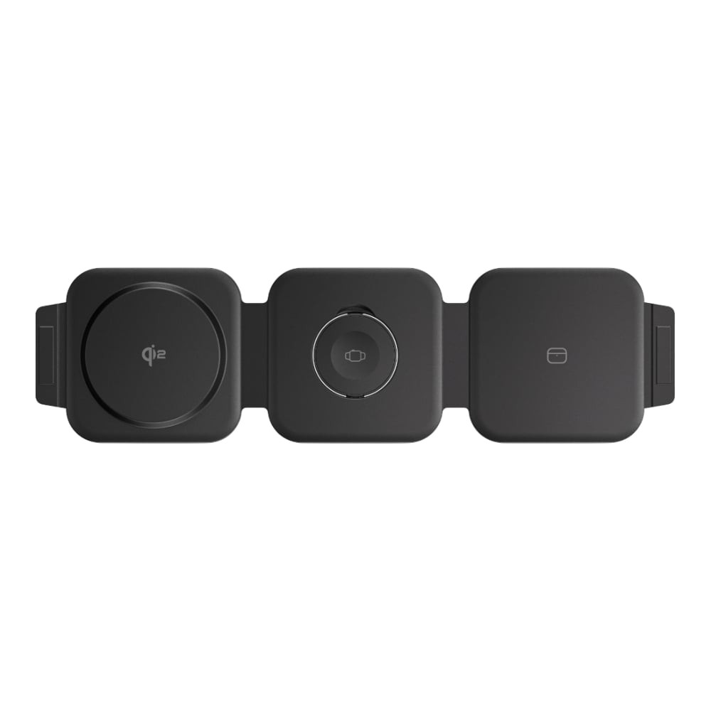 ที่ชาร์จไร้สาย AMAZINGthing 3-in-1 Qi2 Wireless Charger Foldable Magnetic Pad 15W Thunder Trifold Black