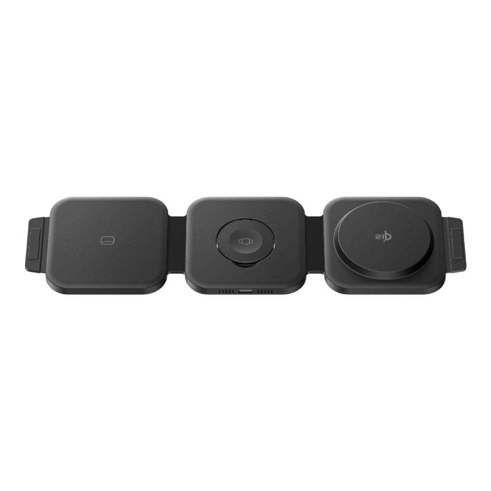 ที่ชาร์จไร้สาย AMAZINGthing 3-in-1 Qi2 Wireless Charger Foldable Magnetic Pad 15W Thunder Trifold Black