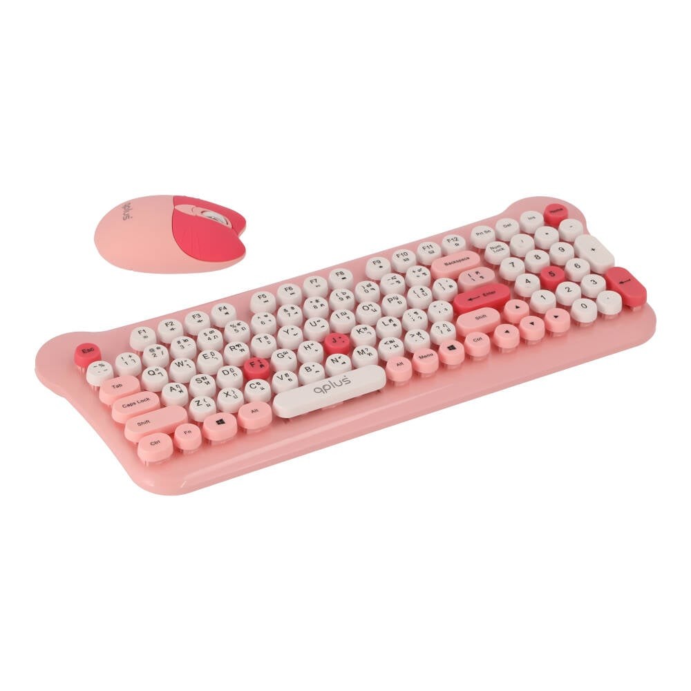 เมาส์และคีย์บอร์ดไร้สาย QPLUS QW05 Pink (TH/EN)