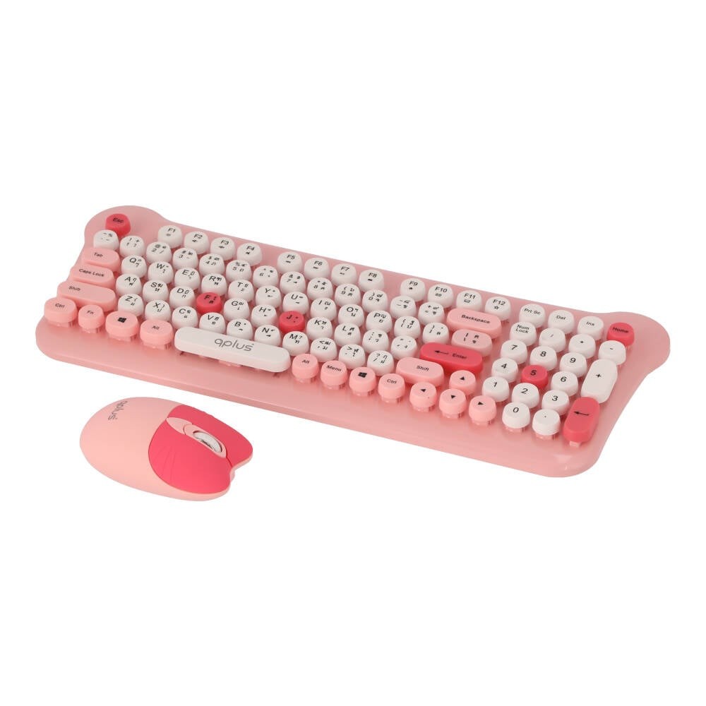เมาส์และคีย์บอร์ดไร้สาย QPLUS QW05 Pink (TH/EN)
