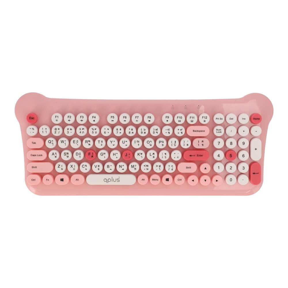 เมาส์และคีย์บอร์ดไร้สาย QPLUS QW05 Pink (TH/EN)