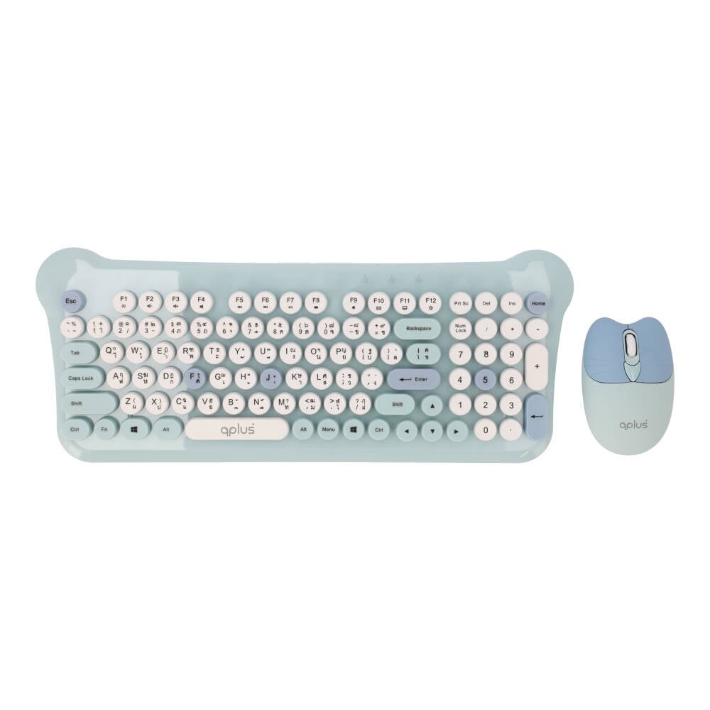 เมาส์และคีย์บอร์ดไร้สาย QPLUS QW05 Blue (TH/EN)