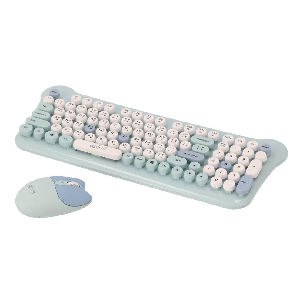 เมาส์และคีย์บอร์ดไร้สาย QPLUS QW05 Blue (TH/EN)