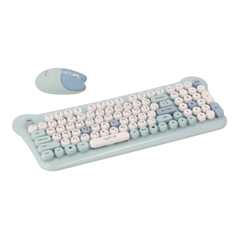 เมาส์และคีย์บอร์ดไร้สาย QPLUS QW05 Blue (TH/EN)