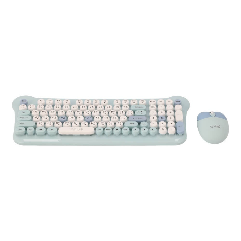 เมาส์และคีย์บอร์ดไร้สาย QPLUS QW05 Blue (TH/EN)