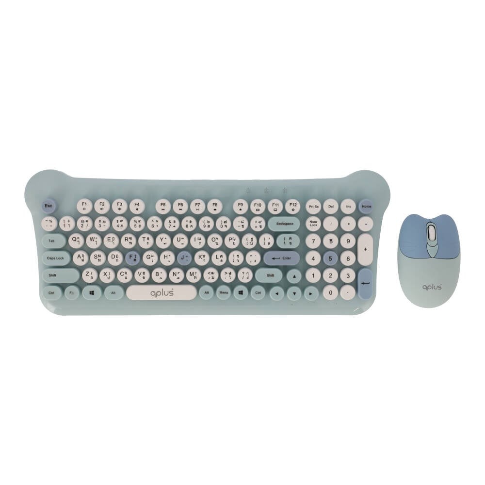 เมาส์และคีย์บอร์ดไร้สาย QPLUS QW05 Blue (TH/EN)