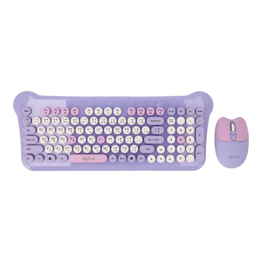 เมาส์และคีย์บอร์ดไร้สาย QPLUS QW05 Purple (TH/EN)