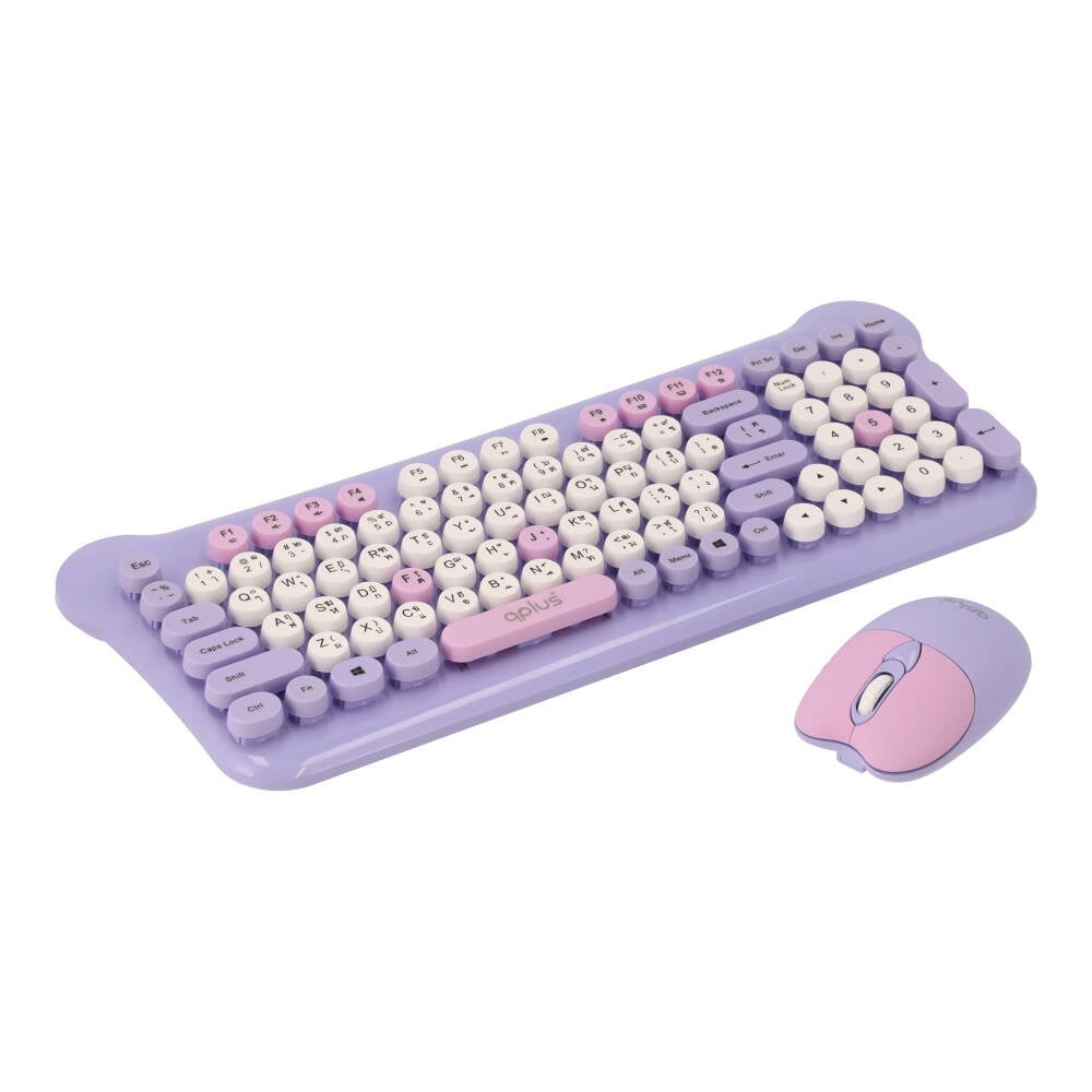 เมาส์และคีย์บอร์ดไร้สาย QPLUS QW05 Purple (TH/EN)