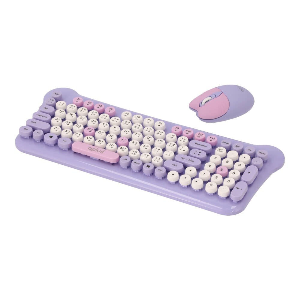 เมาส์และคีย์บอร์ดไร้สาย QPLUS QW05 Purple (TH/EN)