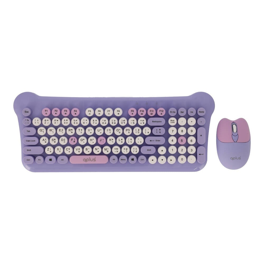เมาส์และคีย์บอร์ดไร้สาย QPLUS QW05 Purple (TH/EN)