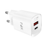 อะแดปเตอร์ FOX Wall USB Charger 1 USB-A (QC3.0A)/1 USB-C (PD30W) FOX-V3002 White
