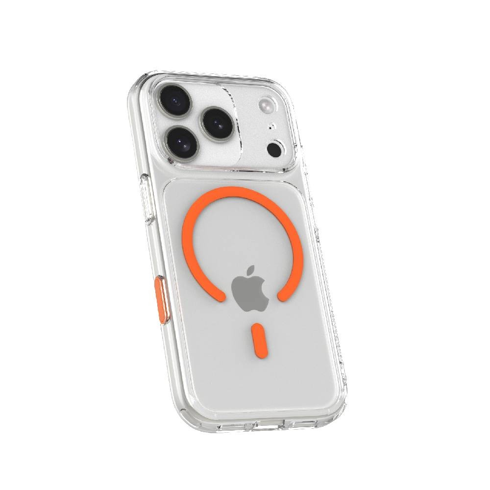 เคส JTLEGEND iPhone 17 Pro Hybrid Cushion Mag Crystal Clear with Orange Magnetic