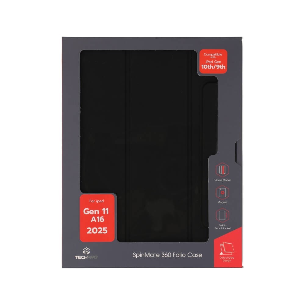เคส TECHPRO iPad Gen 10/11th Tri-fold Model SpinMate 360 Black