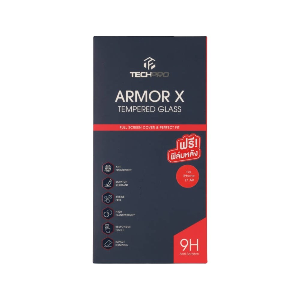 ฟิล์มกันรอย TECHPRO ARMORX Tempered Glass iPhone Air Full Frame Black