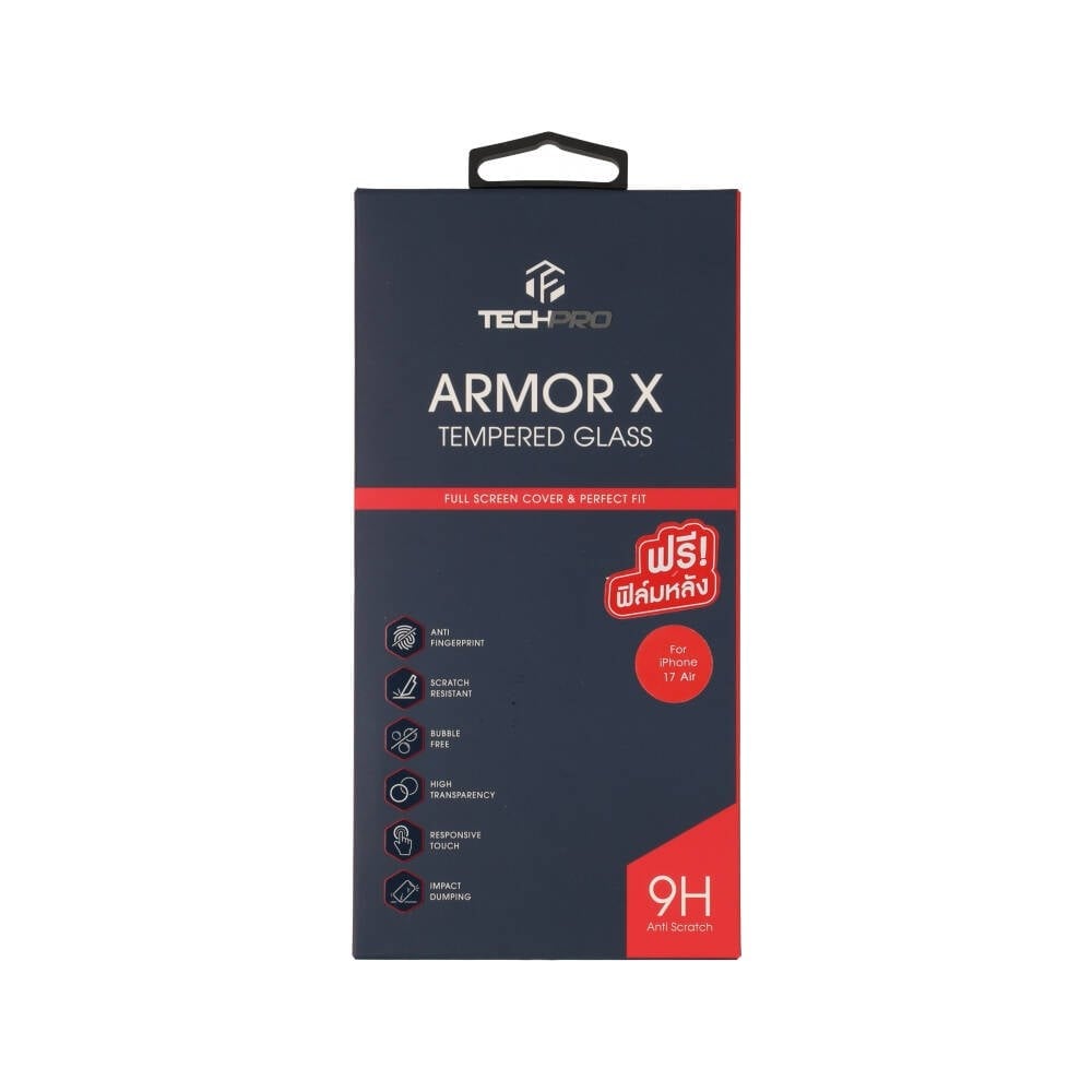ฟิล์มกันรอย TECHPRO ARMORX Tempered Glass iPhone Air Full Frame Black