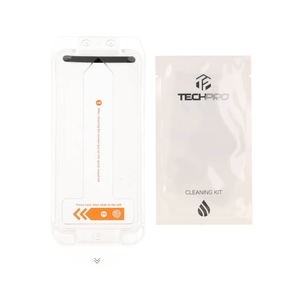ฟิล์มกันรอย TECHPRO iPhone 13/13 Pro/14/16e/17e EZGuard Tempered Glass Kit HD