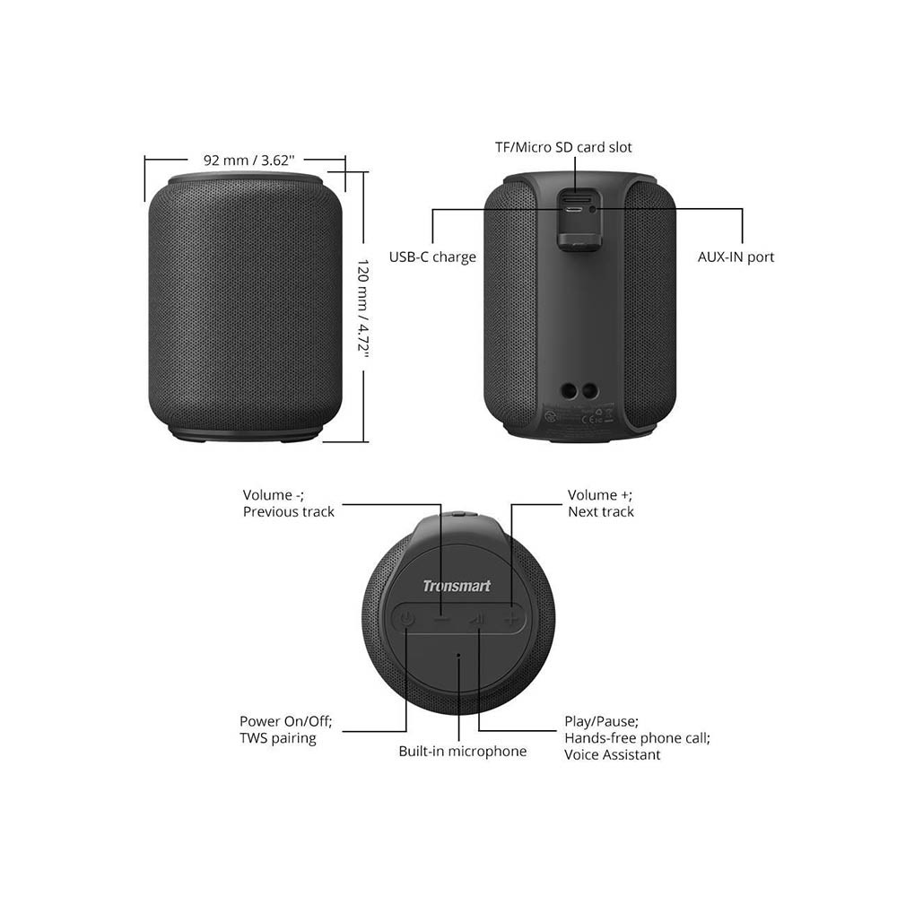 ลำโพง Tronsmart Element T6 Mini 15W Black