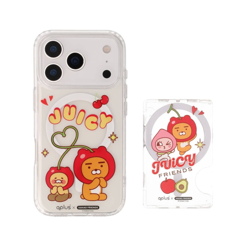 QPLUS x KAKAO Friends กระเป๋าแม่เหล็ก Magnetic Card Wallet Juicy Apeach Clear