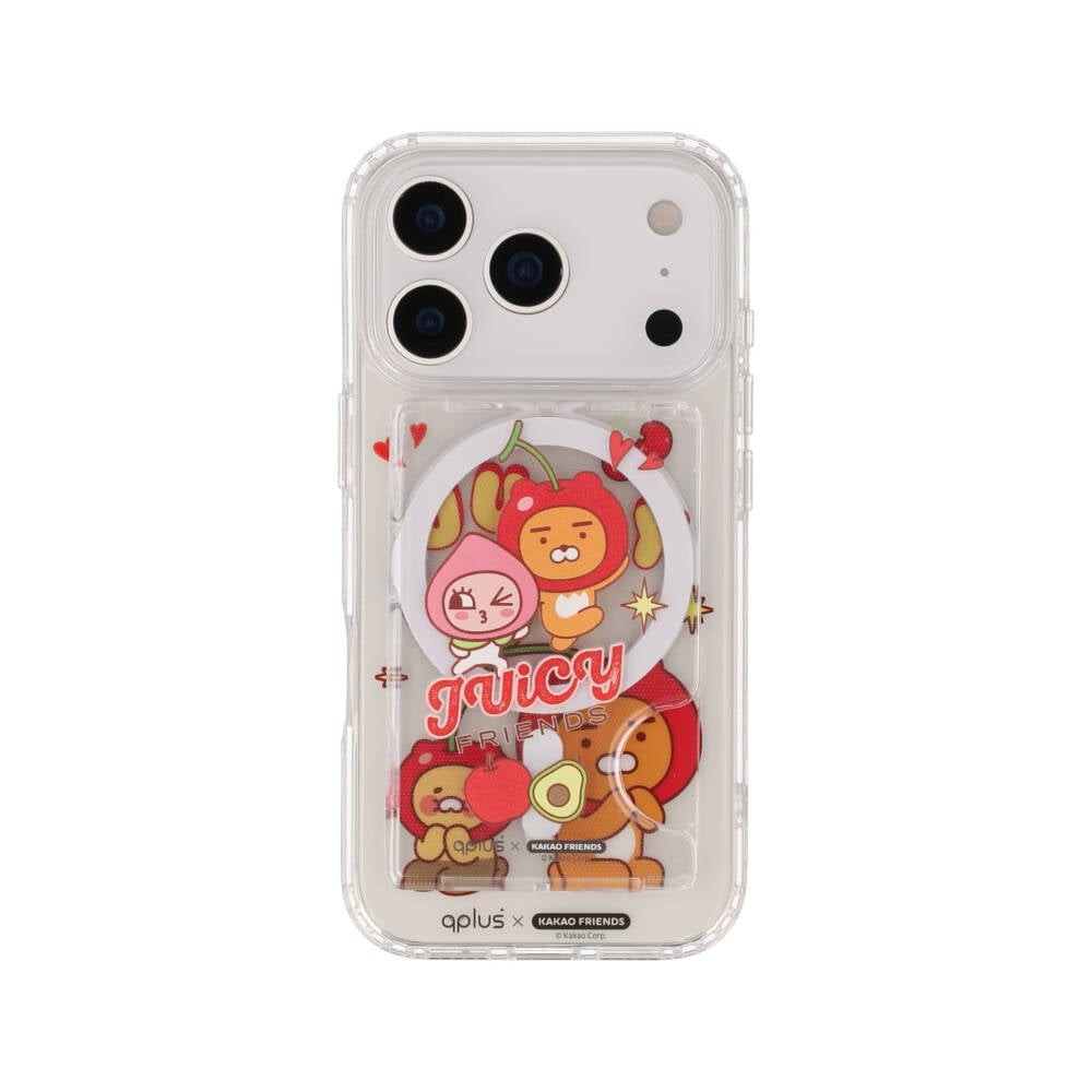 QPLUS x KAKAO Friends กระเป๋าแม่เหล็ก Magnetic Card Wallet Juicy Apeach Clear