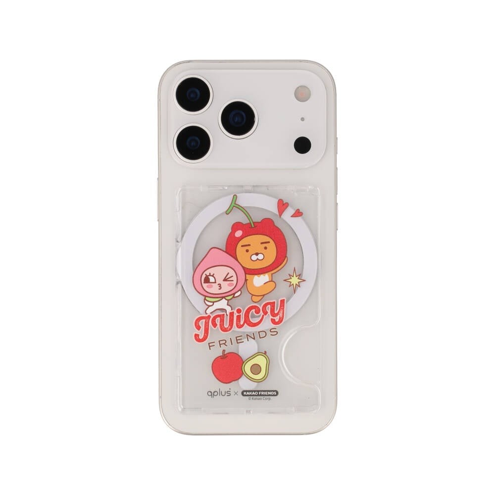 QPLUS x KAKAO Friends กระเป๋าแม่เหล็ก Magnetic Card Wallet Juicy Apeach Clear