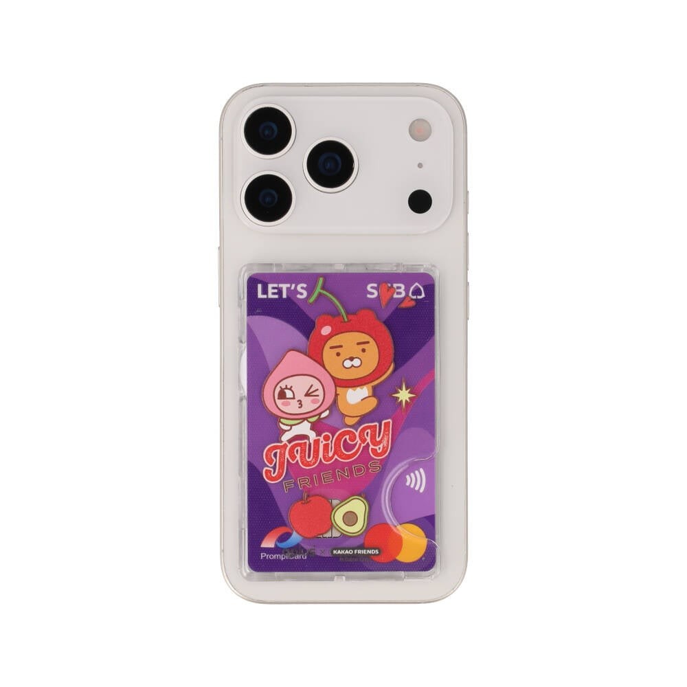 QPLUS x KAKAO Friends กระเป๋าแม่เหล็ก Magnetic Card Wallet Juicy Apeach Clear