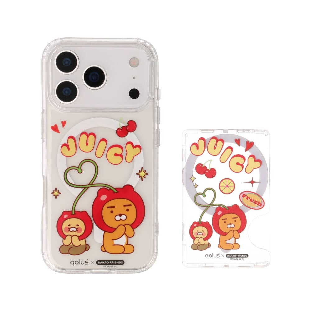 QPLUS x KAKAO Friends กระเป๋าแม่เหล็ก Magnetic Card Wallet Juicy Cherry Clear