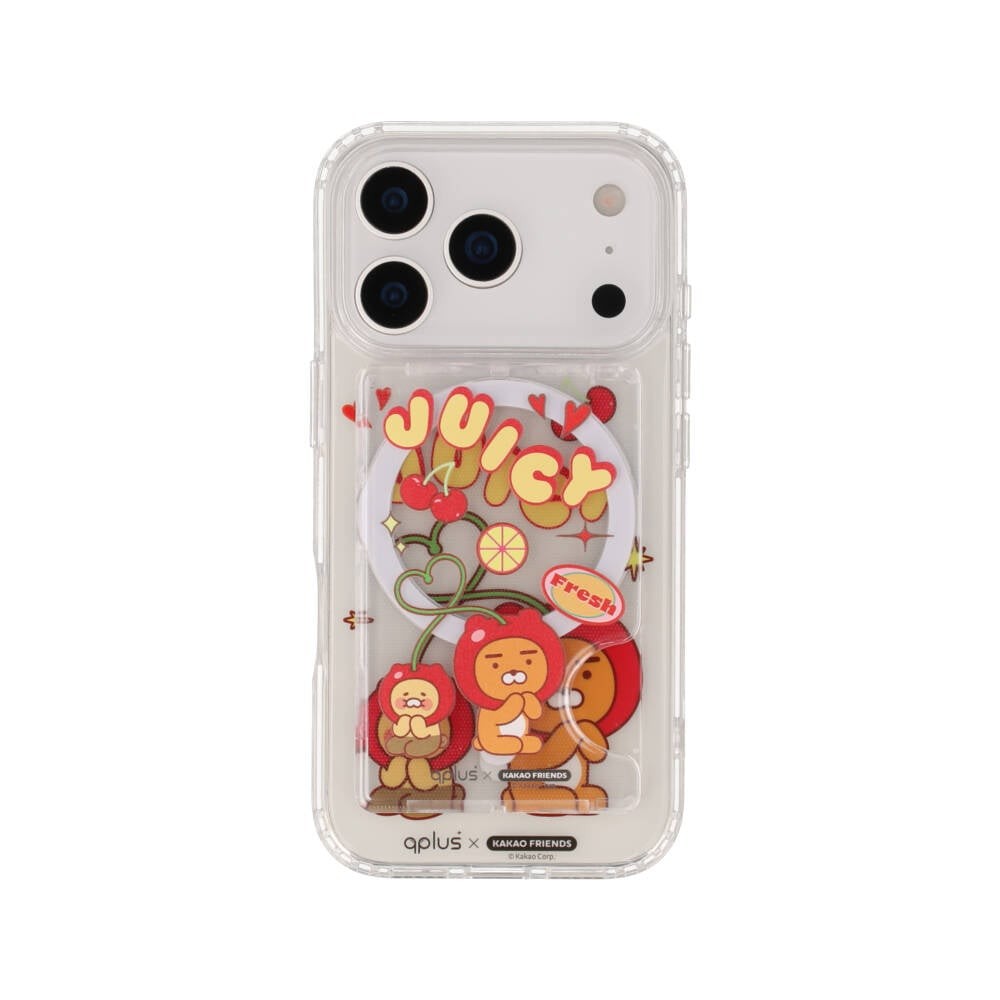 QPLUS x KAKAO Friends กระเป๋าแม่เหล็ก Magnetic Card Wallet Juicy Cherry Clear