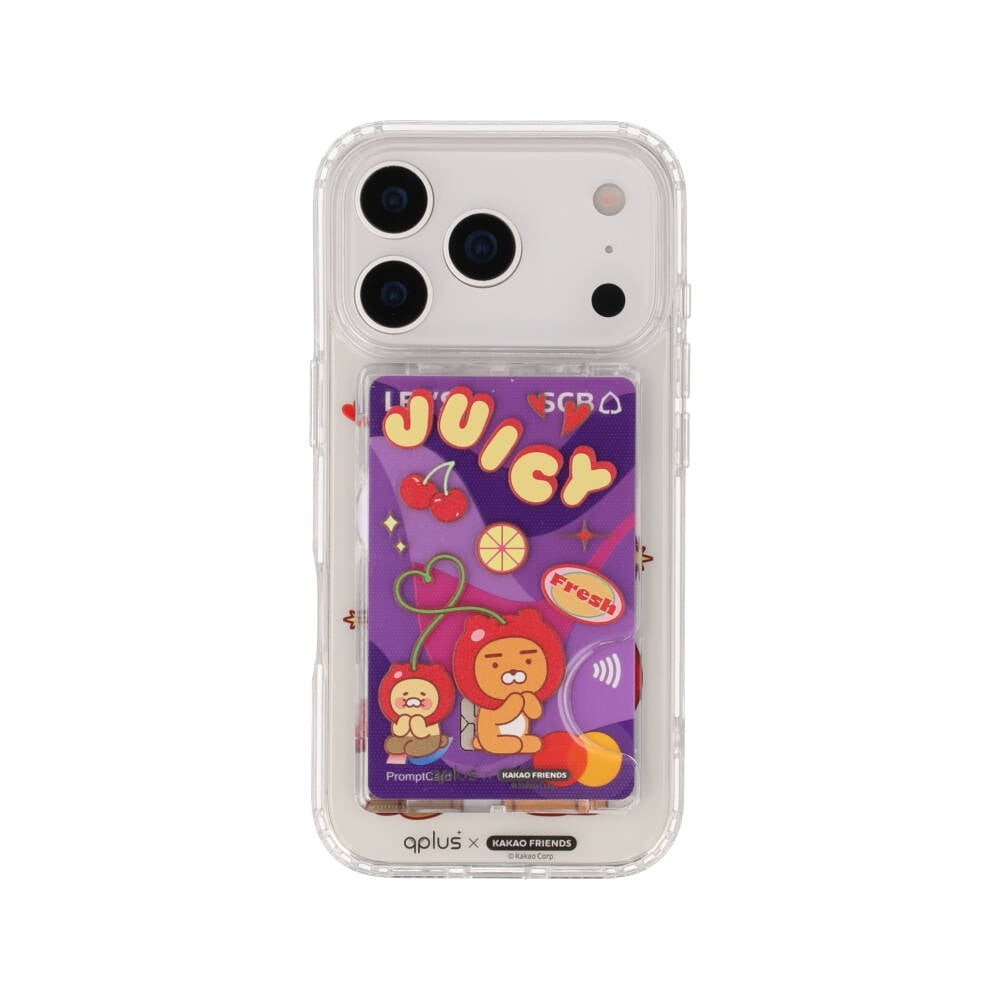 QPLUS x KAKAO Friends กระเป๋าแม่เหล็ก Magnetic Card Wallet Juicy Cherry Clear