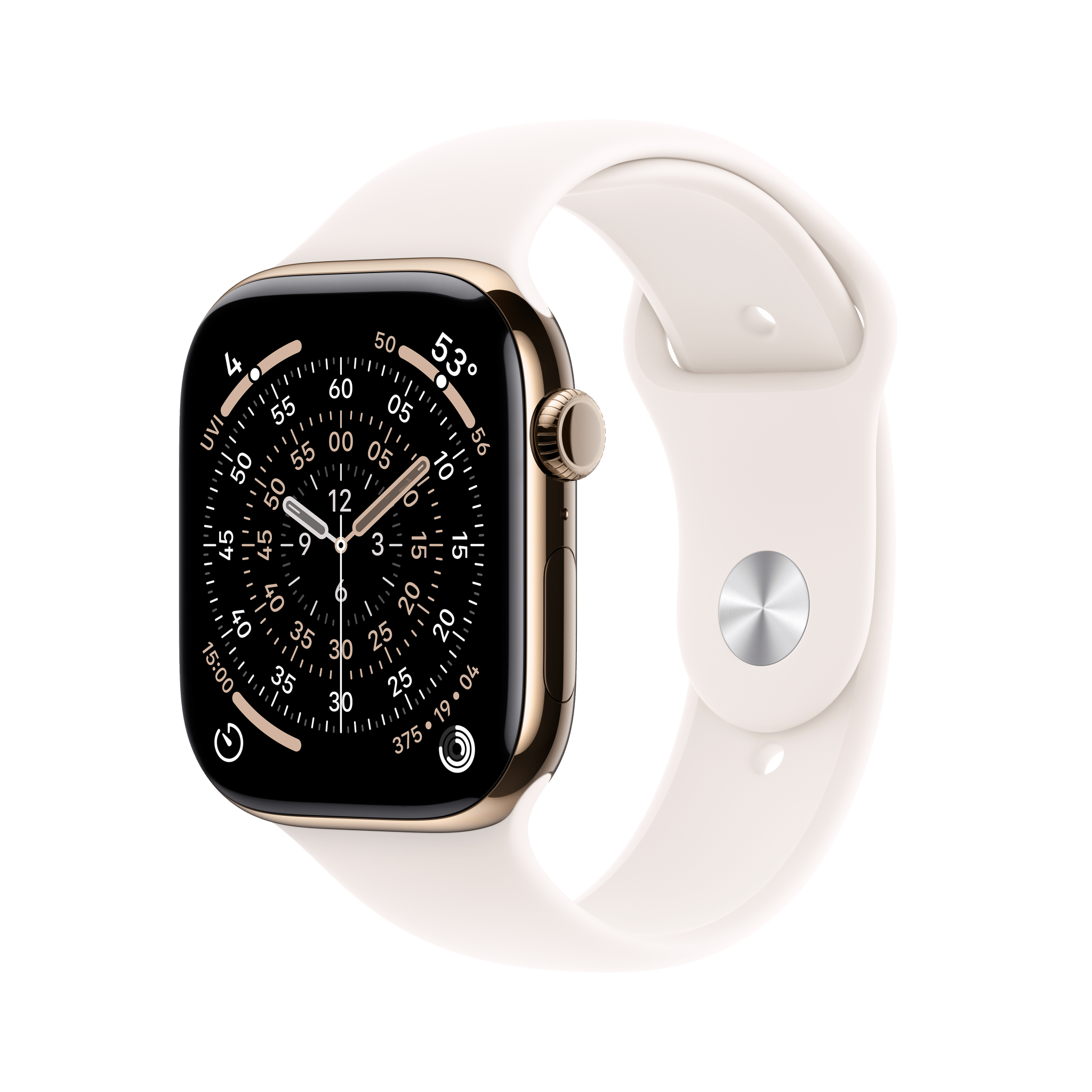 Apple Watch Series 11 GPS + Cellular 46mm Gold Titanium Case with Light Blush Sport Band - M/L