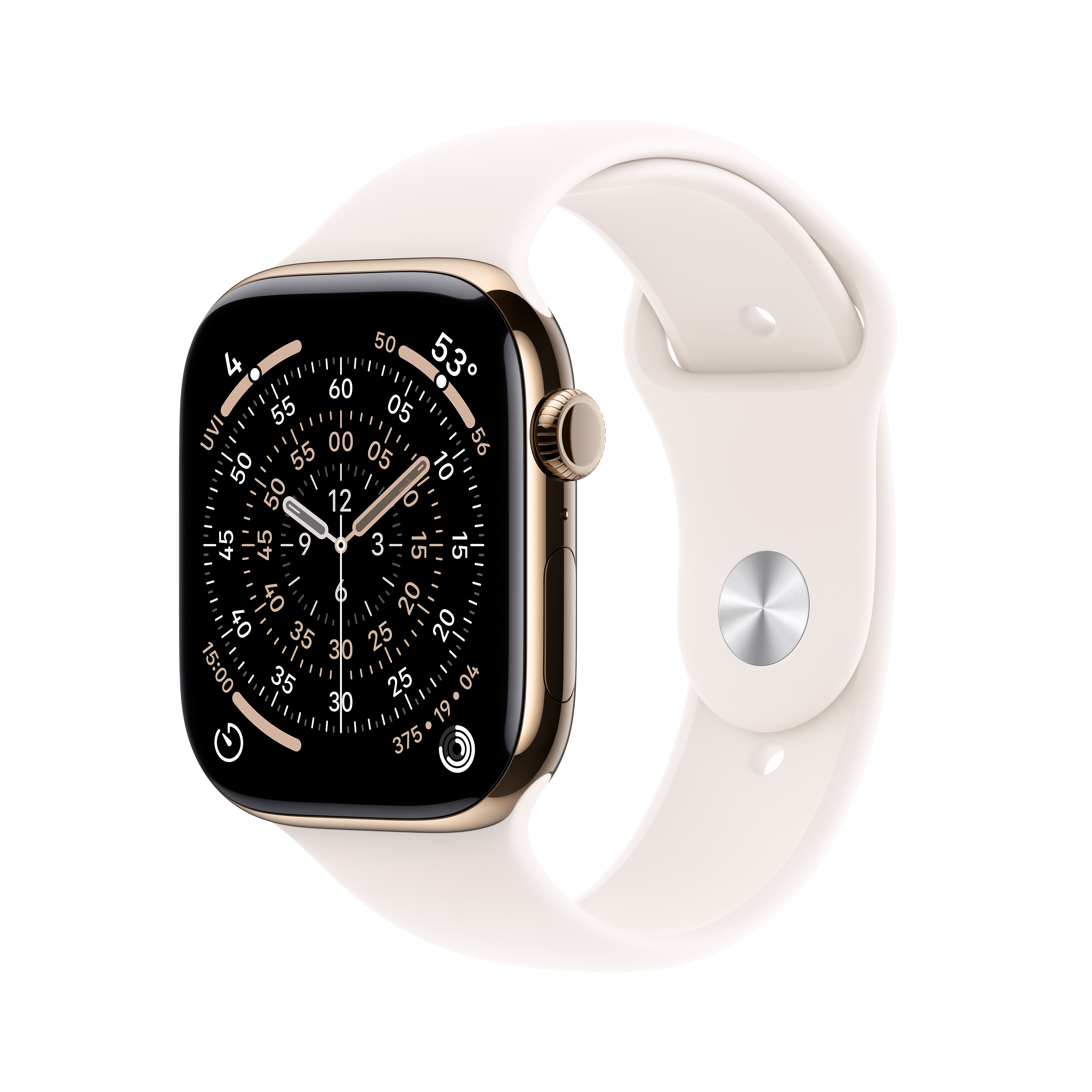 Apple Watch Series 11 GPS + Cellular 46mm Gold Titanium Case with Light Blush Sport Band - M/L