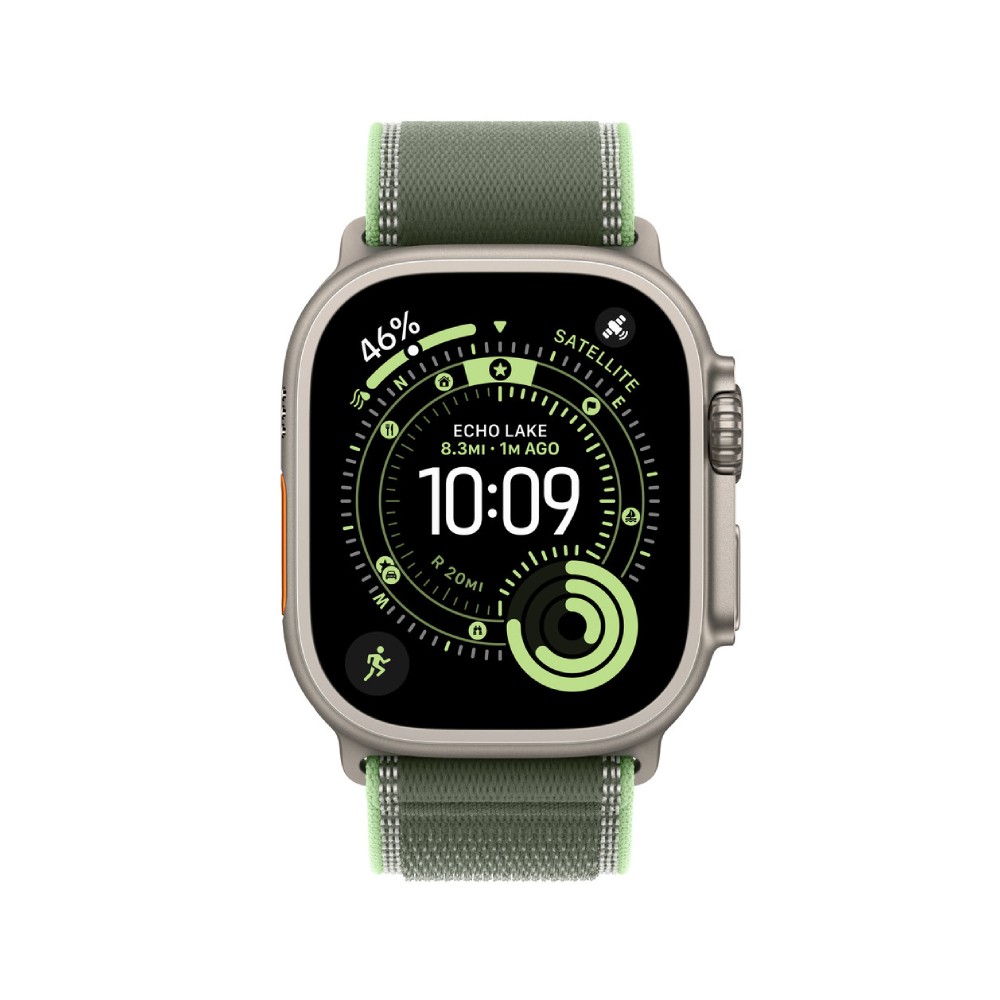 Apple Watch 49mm Green/Neon Trail Loop - S/M - Natural Titanium Finish
