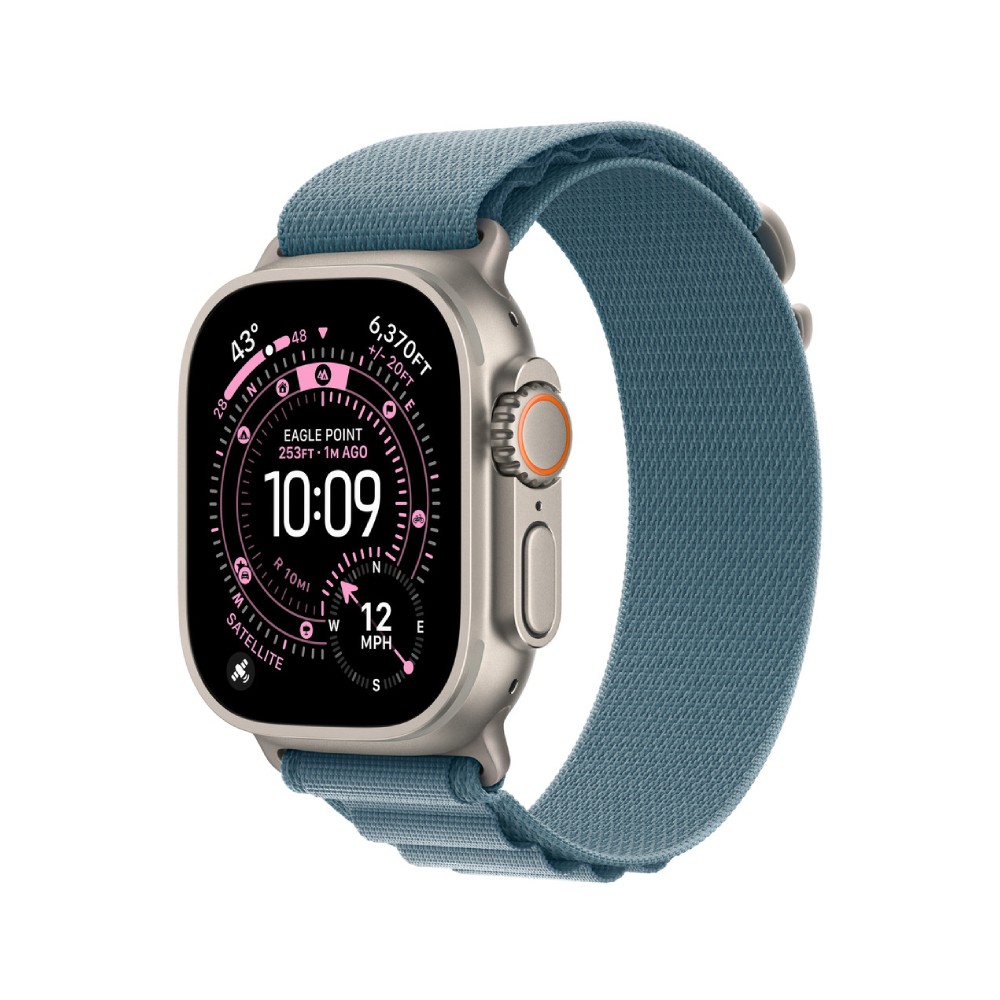 Apple Watch 49mm Light Blue Alpine Loop - Medium - Natural Titanium Finish