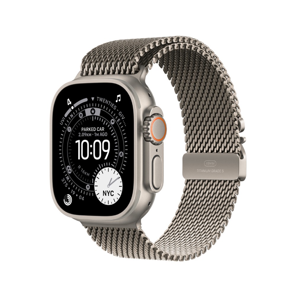 Apple Watch 49mm Natural Titanium Milanese Loop - Large
