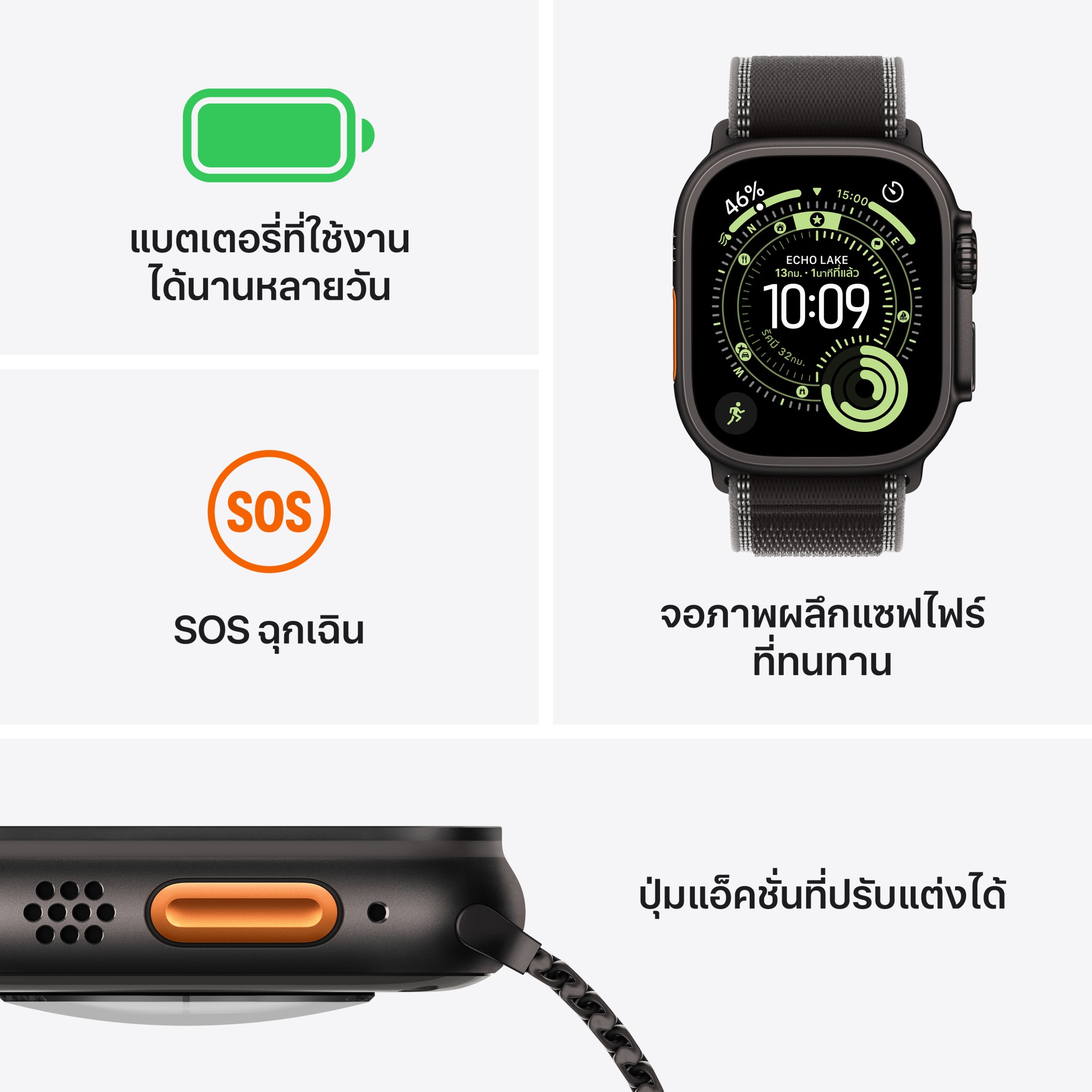 Apple Watch Ultra 3 GPS + Cellular 49mm Black Titanium Case with Black Alpine Loop - Small