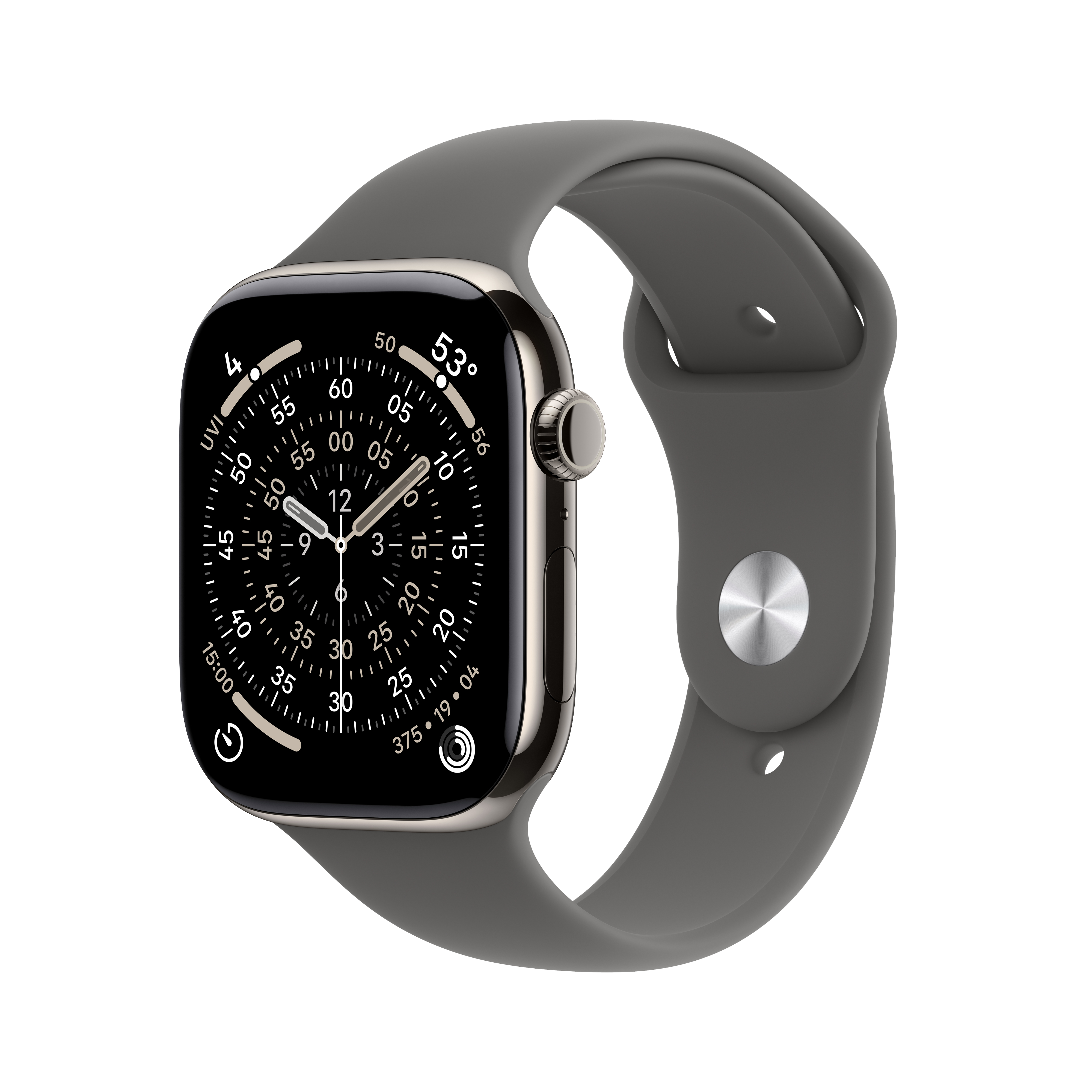 Apple Watch Series 11 GPS + Cellular 46mm Natural Titanium Case with Stone Gray Sport Band - S/M