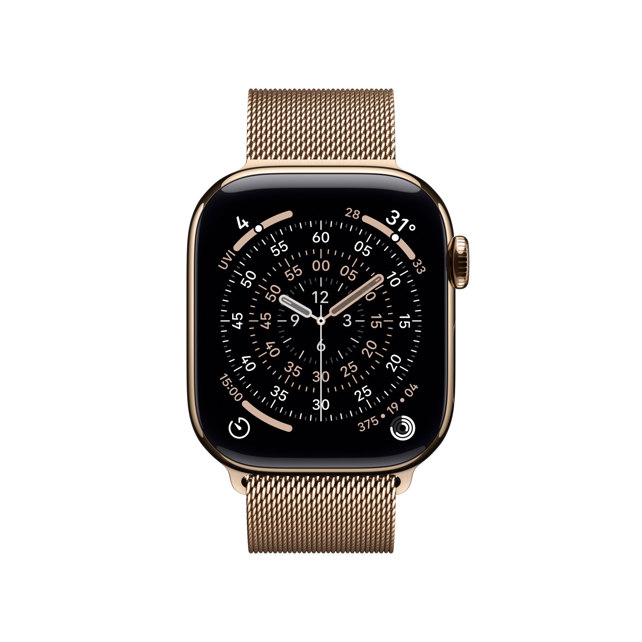Apple Watch Series 11 GPS + Cellular 42mm Gold Titanium Case with Gold Milanese Loop