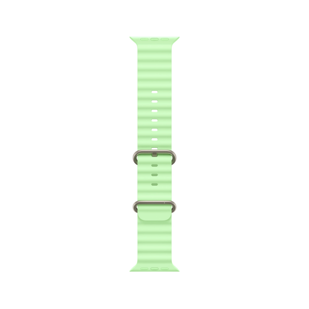 Apple Watch 49mm Neon Green Ocean Band - Natural Titanium Finish