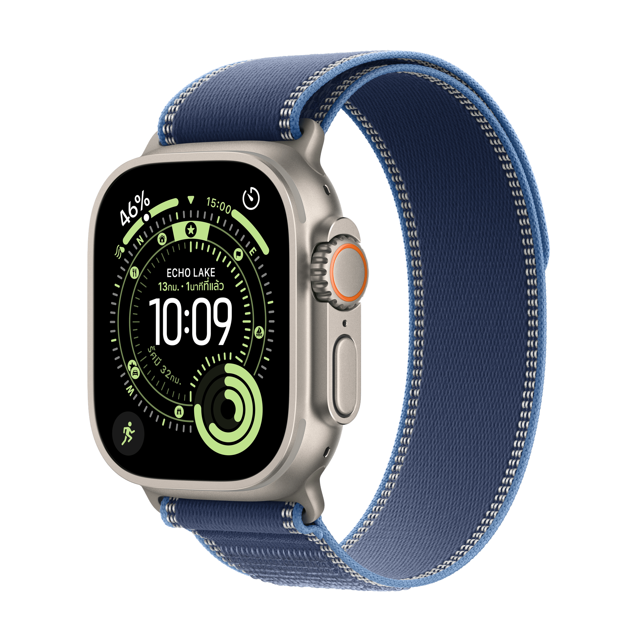 Apple Watch Ultra 3 GPS + Cellular 49mm Natural Titanium Case with Blue/Bright Blue Trail Loop - M/L