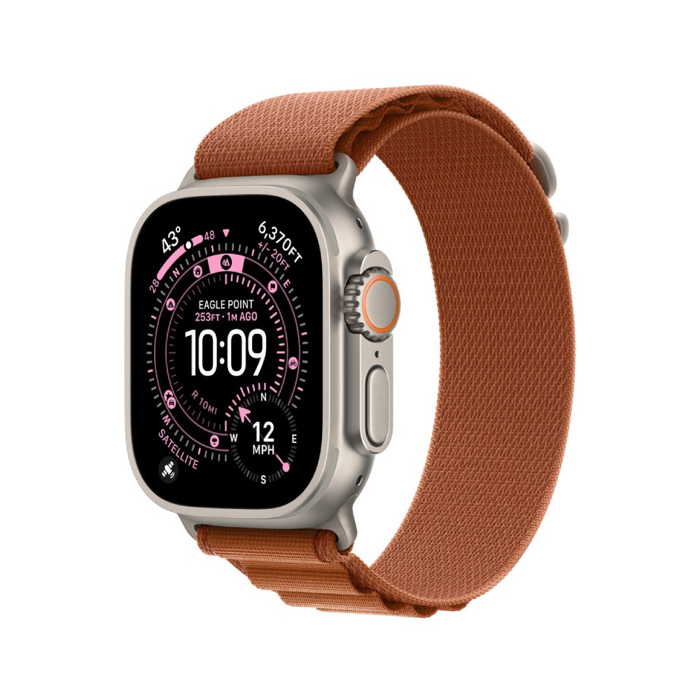 Apple Watch 49mm Terra Cotta Alpine Loop - Medium - Natural Titanium Finish