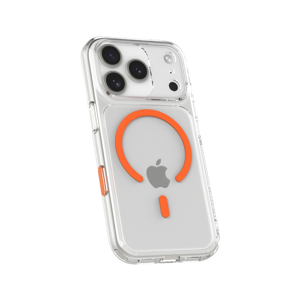 เคส JTLEGEND iPhone 17 Pro Max Hybrid Cushion Mag Crystal Clear with Orange Magnetic