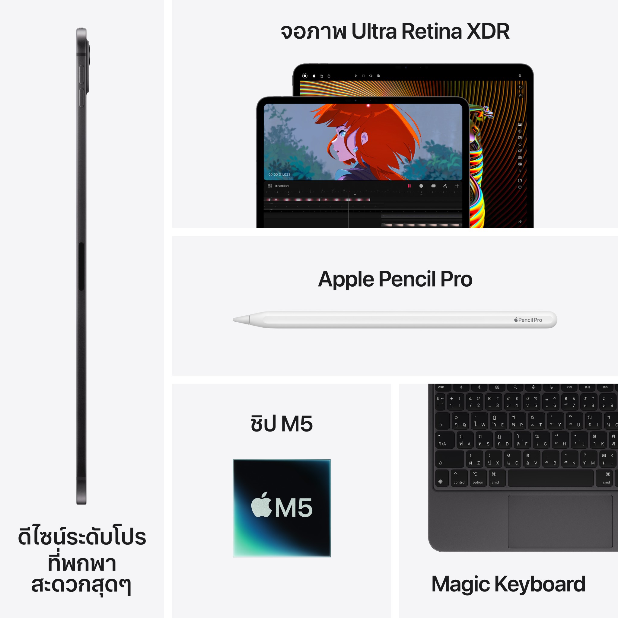 iPad Pro 13 : M5 Wi-Fi + Cellular 256GB with Standard glass - Space Black (2025)