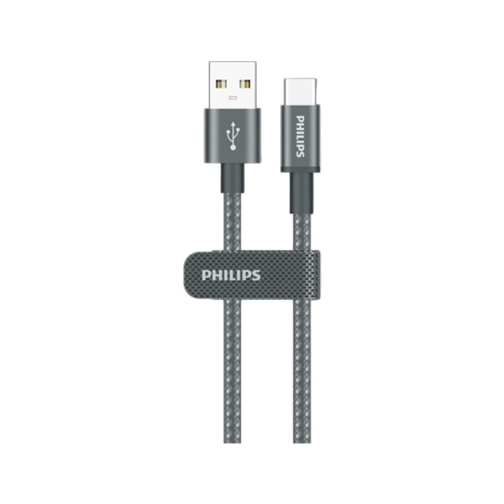 สายชาร์จ Philips USB-A to USB-C Cable 60W Braided 1M Black (DLC5030A/00)