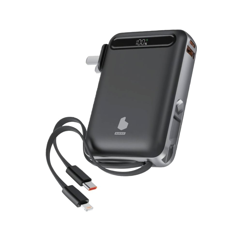 พาวเวอร์แบงค์ Blue Box 20000 mAh built-in Lightning/Type-C cable PD22.5W Black (EPI209)(CCC)