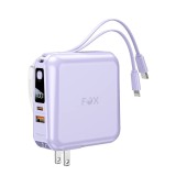 พาวเวอร์แบงค์ FOX 15000 mAh LED Display 2-in-1 Cable (W1501) Purple
