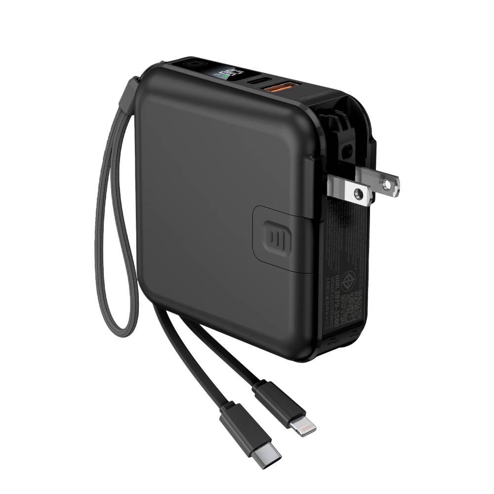 พาวเวอร์แบงค์ FOX 15000 mAh LED Display 2-in-1 Cable (W1501) Black