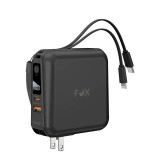 พาวเวอร์แบงค์ FOX 15000 mAh LED Display 2-in-1 Cable (W1501) Black