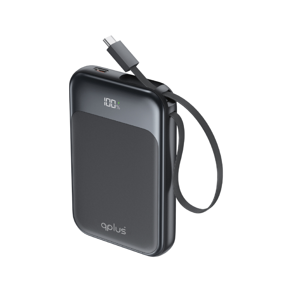 พาวเวอร์แบงค์ QPLUS 10000 mAh 15W Built-in Type-C LED Display W1026 Black (CCC)